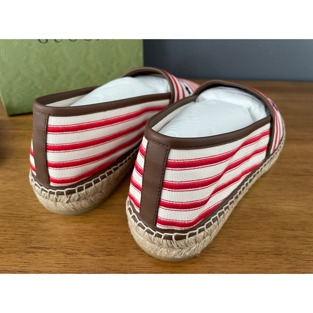 GUCCI 692968 Men's Fabric red-striped Signature Moccasin, G 9+ US 10 - Picture 4 of 9